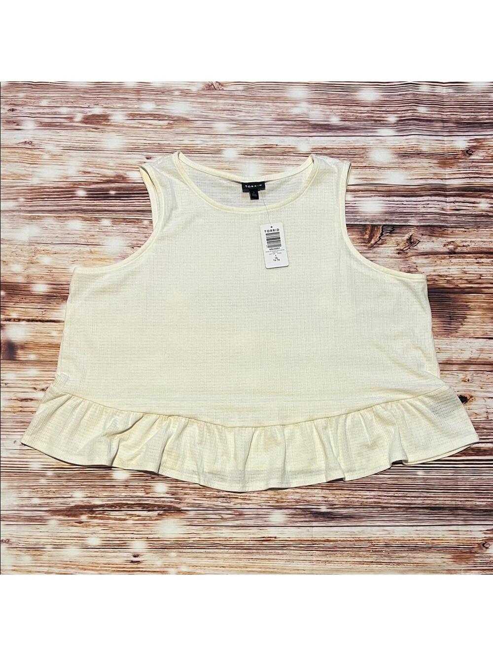 Torrid Texture Knit High Neck Ruffle Crop Top tank